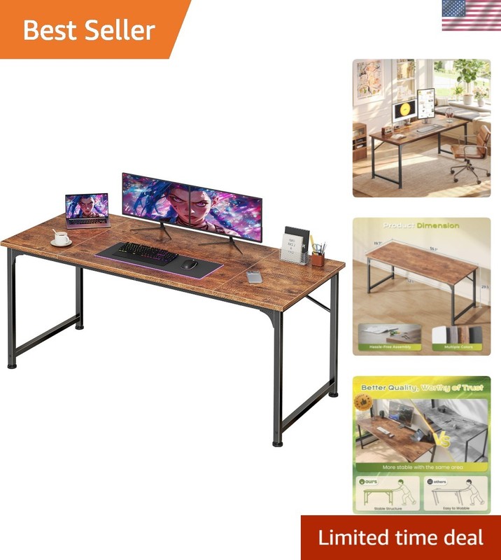 55 Inch Computer Desk, Home Office Desk with Spacious Desktop, Modern Gaming …