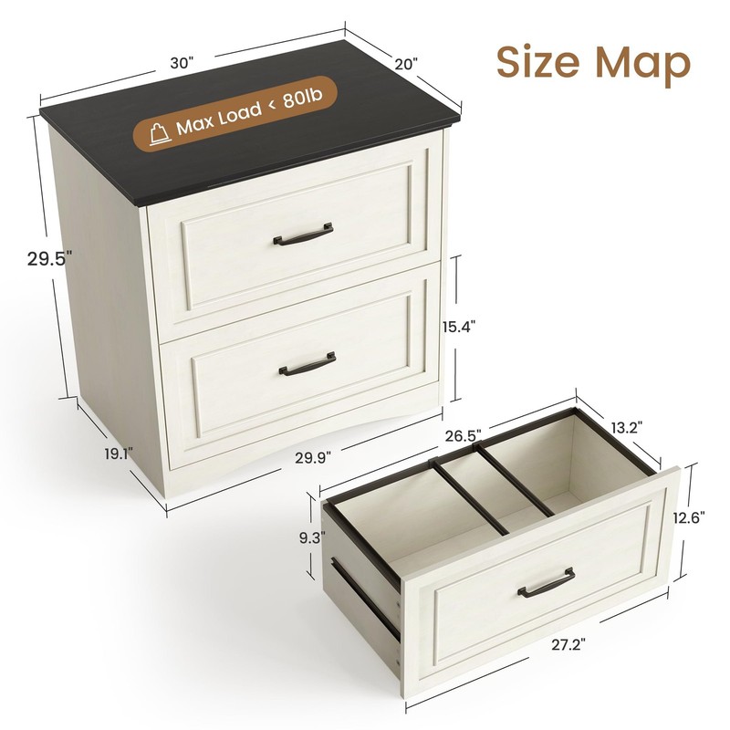 Farmhouse File Cabinet, 30" Lateral Filing Cabinet with 2 Drawers and Hanging... gallery