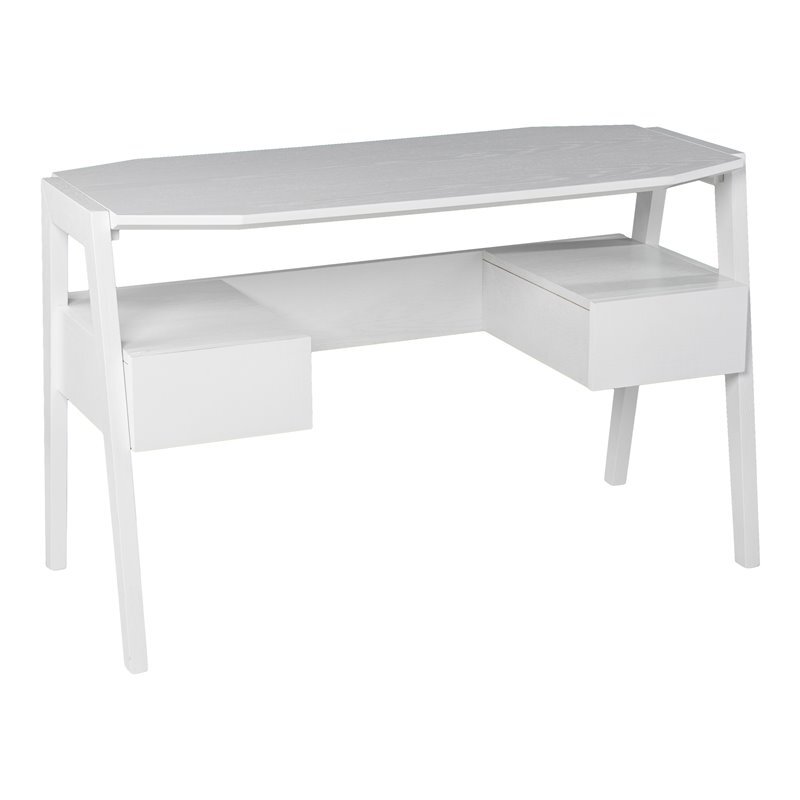 SEI Furniture Clyden Engineered Wood Writing Desk with Storage in White