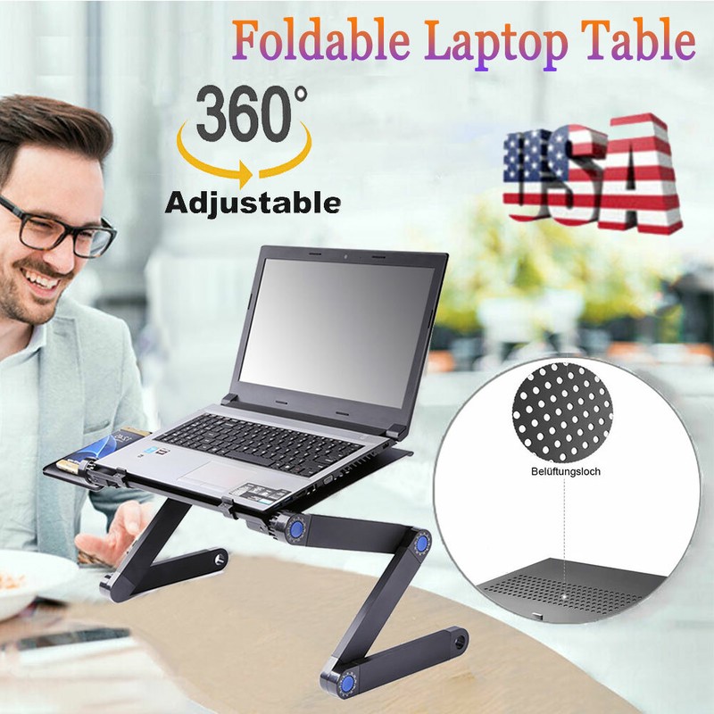 360° Laptop Table Stand Lap Sofa Bed PC Notebook Desk Adjustable Portable US