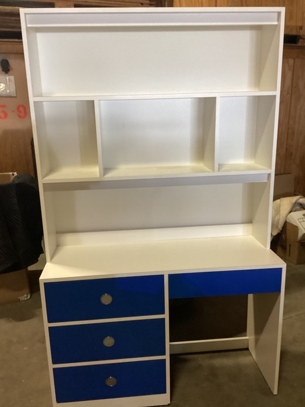 1980’s White and Blue Desk With Lighted Hutch See Pictures for Measurements