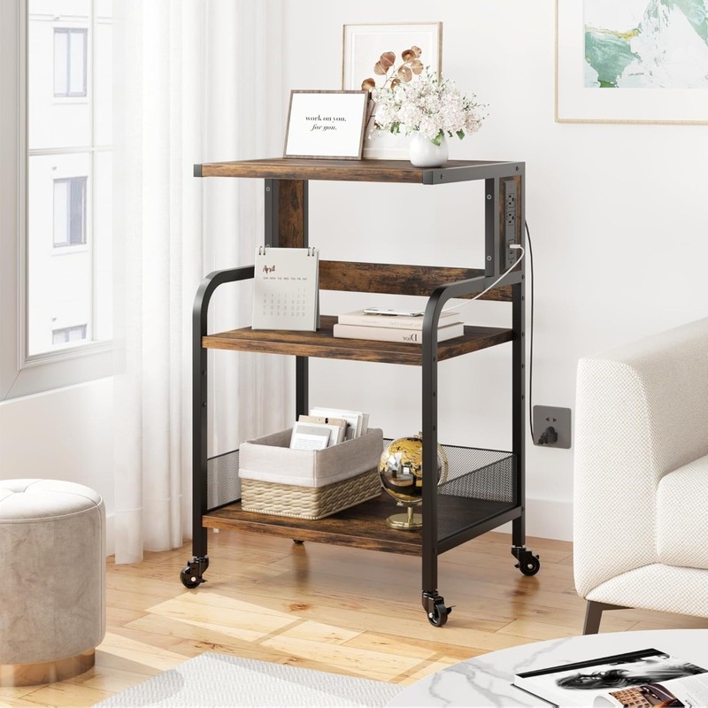 3-Tier Large Printer Table Stand w/ Power Outlets Charging Ports Adjustable gallery