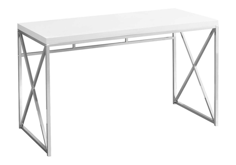 Monarch Specialties 47.25"L x 23.75"W x 29.75"H, Glossy White / Chrome Metal