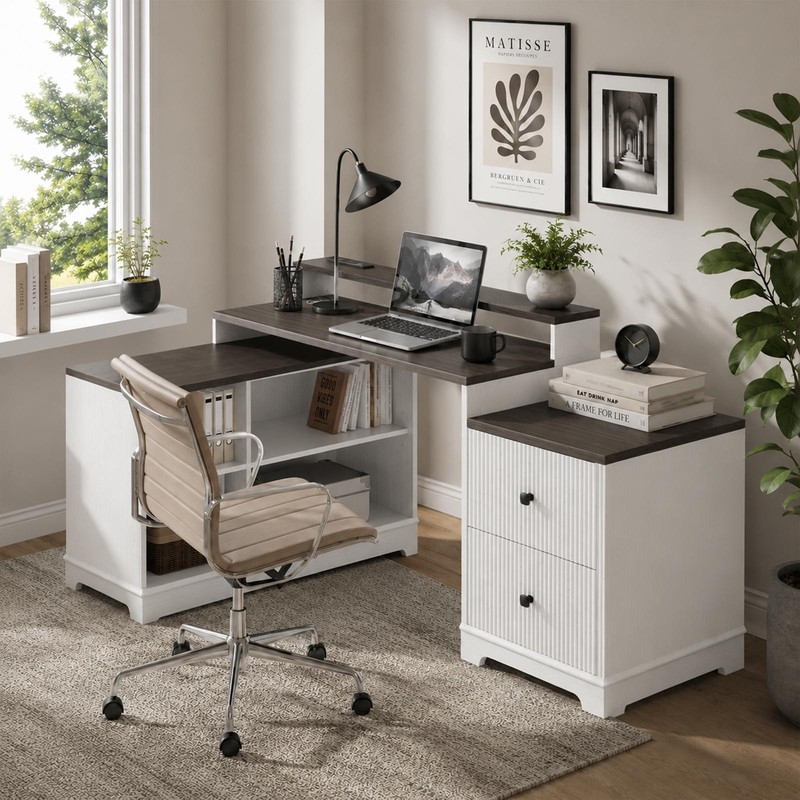 66" L Shaped Gaming Desk Corner Laptop Table Computer Desk Workstation gallery