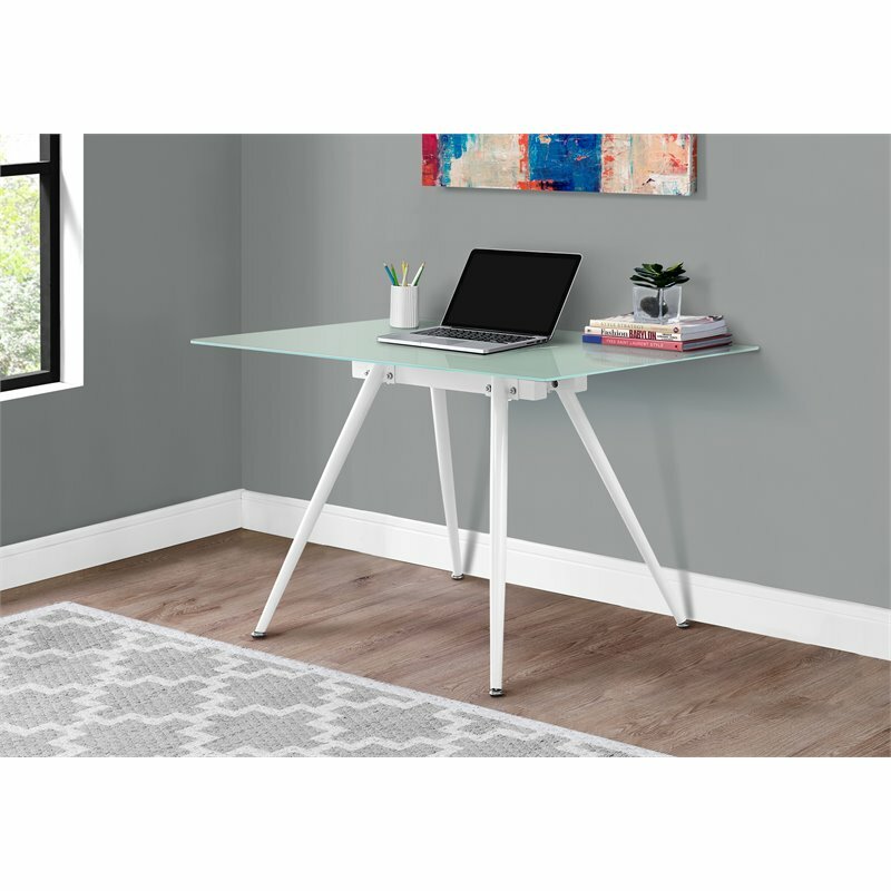 Monarch 48" Glass Top Computer Desk in Glossy White gallery
