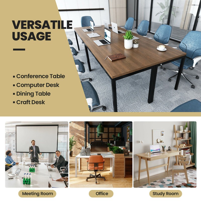 55" Conference Table Office Computer Study Desk Metal Base Meeting Room gallery
