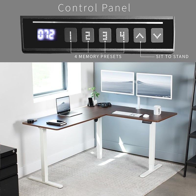 L-Shaped Electric Adjustable Standing Desk W/ Memory Controller Home Office New gallery