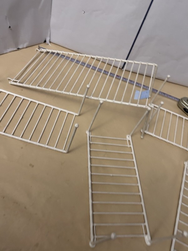 5 piece white metal various size and shaped shelf pieces