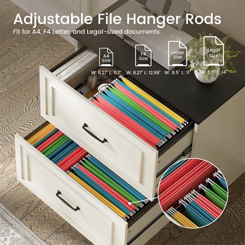 Farmhouse File Cabinet, 30" Lateral Filing Cabinet with 2 Drawers and Hanging... gallery
