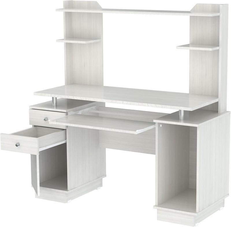 America Computer Work Center W/ Hutch Pull-Out Keyboard Tray Drawers Desk