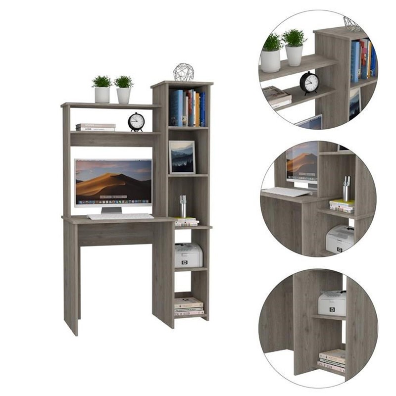 TUHOME Versalles Desk Engineered Wood Desks in Gray gallery