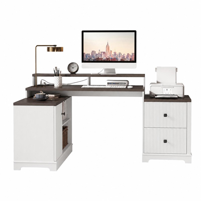 66″ L Shaped Gaming Desk Corner Laptop Table Computer Desk Workstation