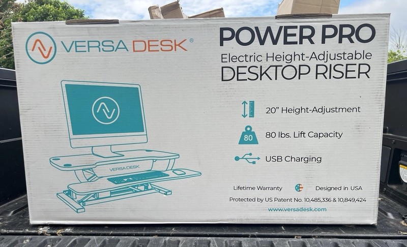 VersaDesk PowerPro 36″ Electric Standing Desk Converter Motorized Desktop Riser