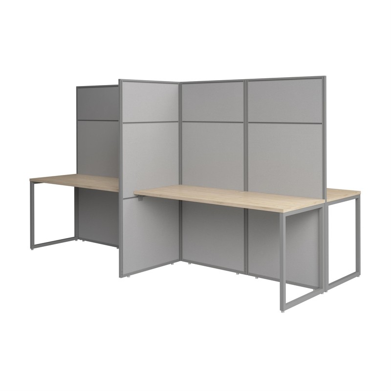 Easy Office 4 Person Cubicle Desk in Natural Elm – Engineered Wood
