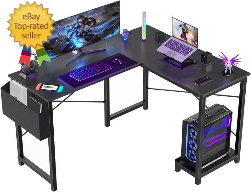 L Shaped Desk – Computer Desk Corner Desks Gaming Desk PC Table with CPU Stand S