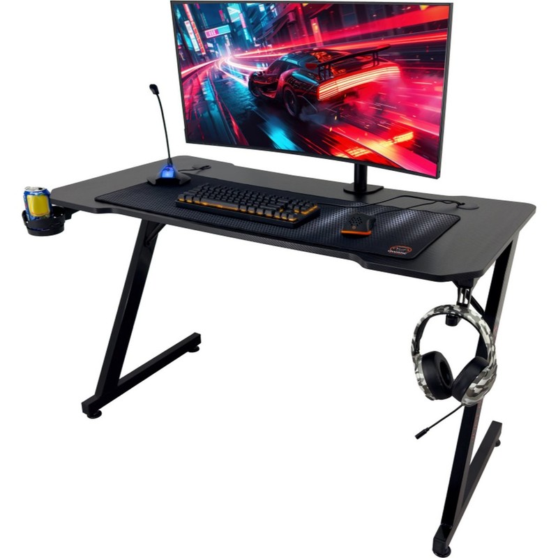 Qware Gaming Table Reno - 120 cm Gaming Table in Black with Practical Design