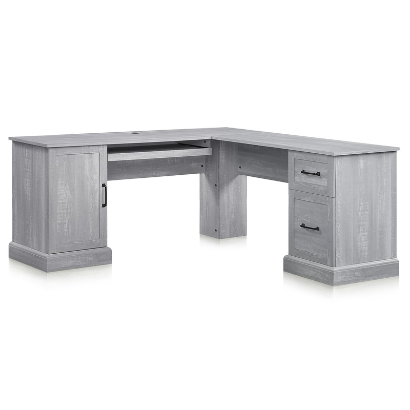 L-Shaped Home Office Desk with Keyboard Tray, Drawers & Cabinet, 5 Colors gallery