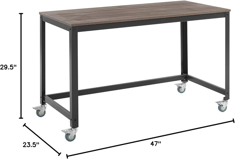 Vivify Industrial Modern Computer Office Desk with Locking Casters gallery