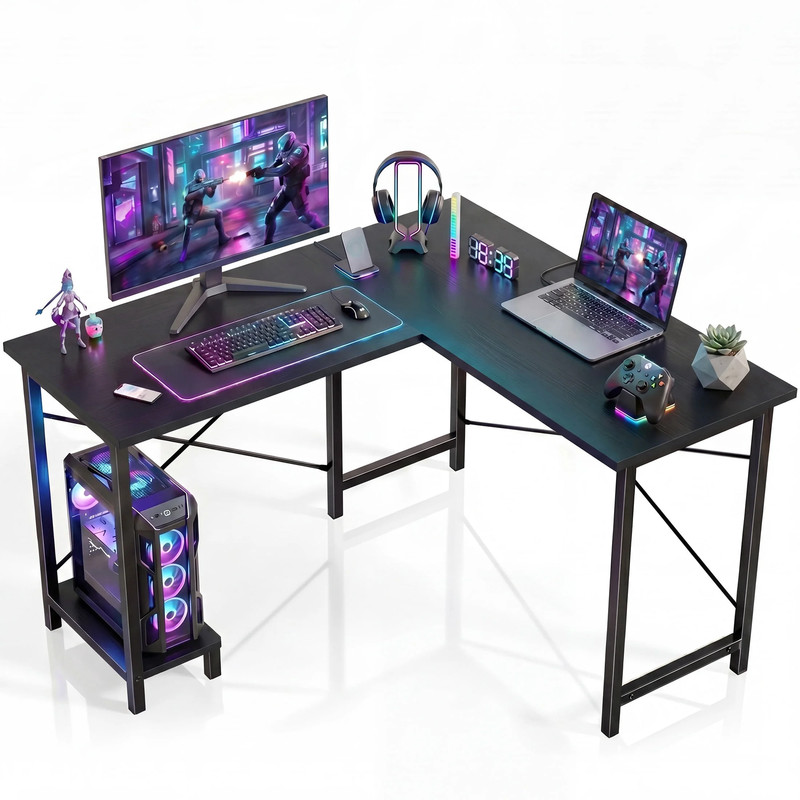 50 Inch L Shaped Desk,Computer Desk Corner Desks Gaming Desk PC Table with CPU S