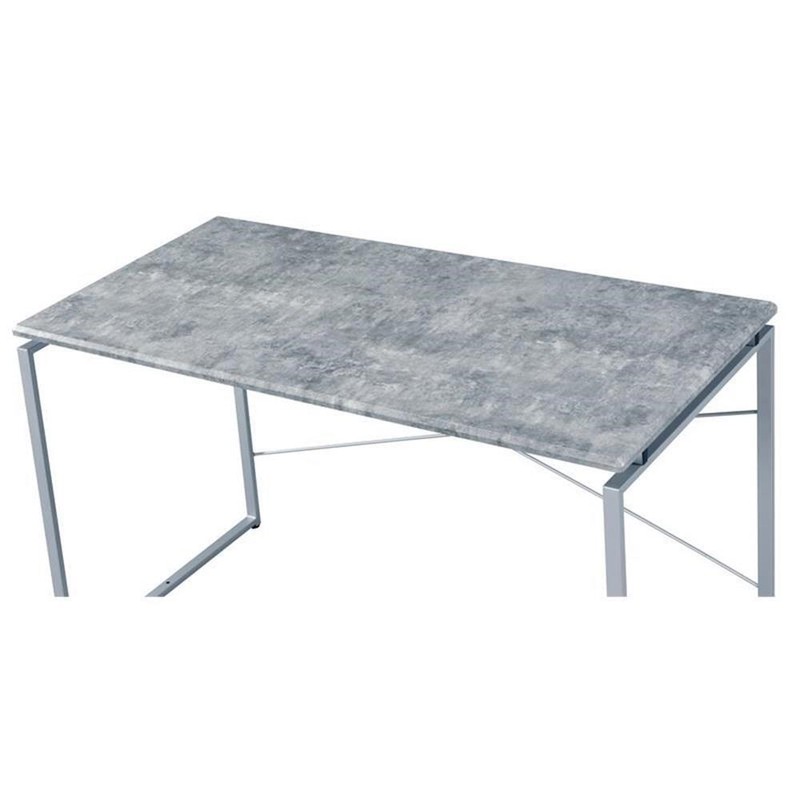 ACME Jurgen Wooden Rectangle Top Writing Desk in Faux Concrete and Silver gallery