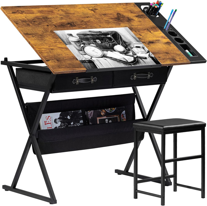Drafting Table Art Desk Art Table Adjustable Drawing Table Tilted Tabletop with