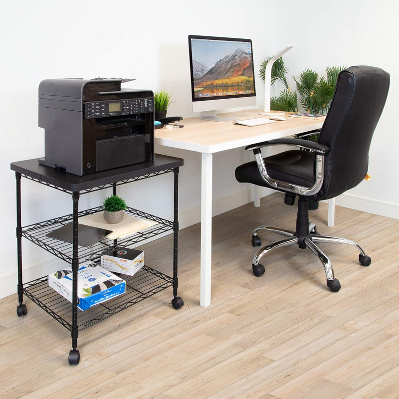 Mount-It! Printer Stand with Wheels | 3-Tier Large Printer Cart with Storage She gallery