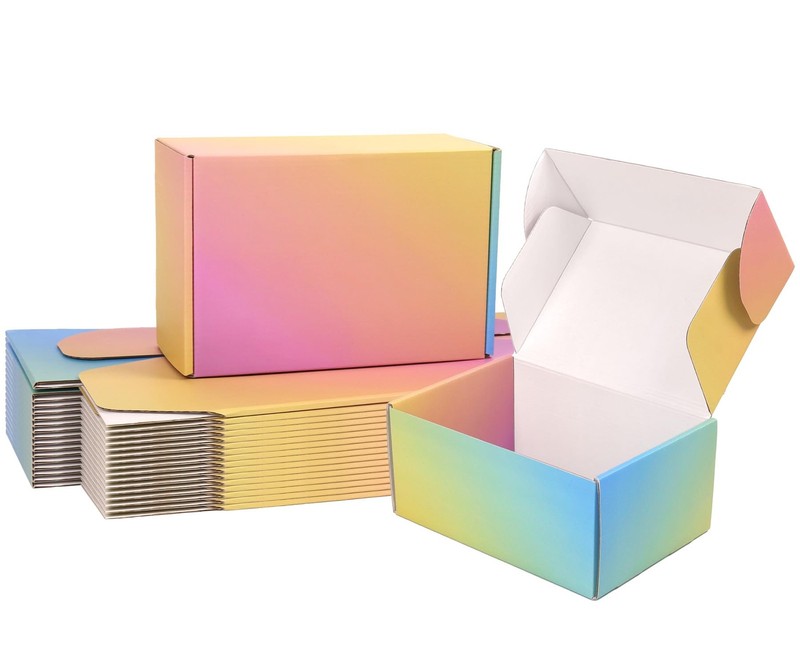 DEZIBOX 9x6x4 Shipping Boxes Medium, 30 Pack Colorful Corrugated Cardboard Maile