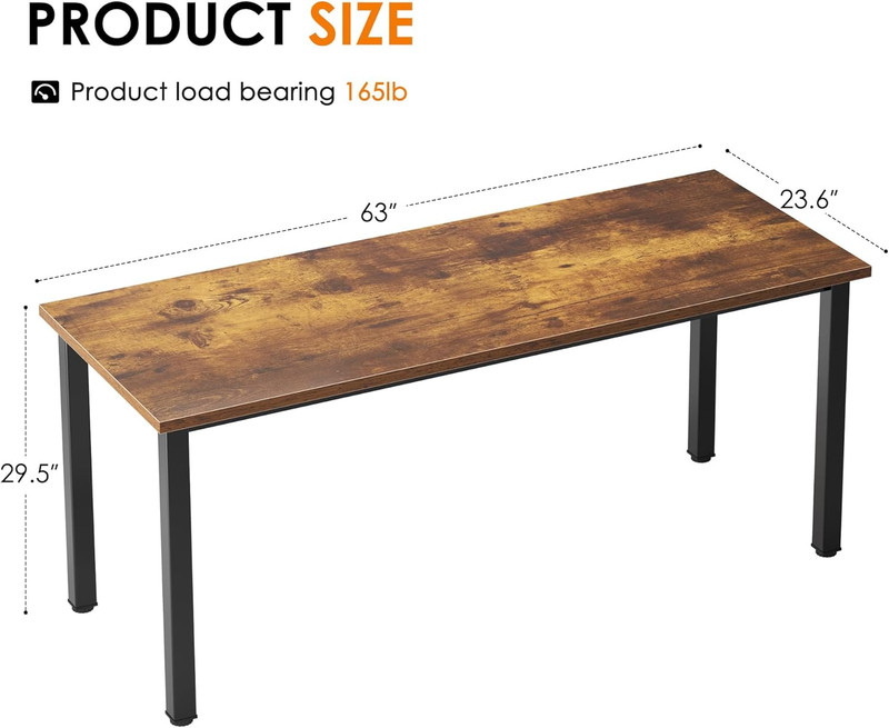63 Inch Large Computer Desk - Modern Simple Style Home Office Gaming Desk, Basic gallery