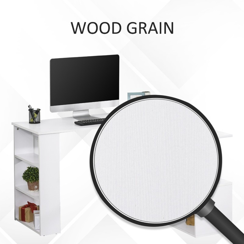 L-Shaped Corner Computer Desk Rotating Home Office Workstation with Shelves gallery
