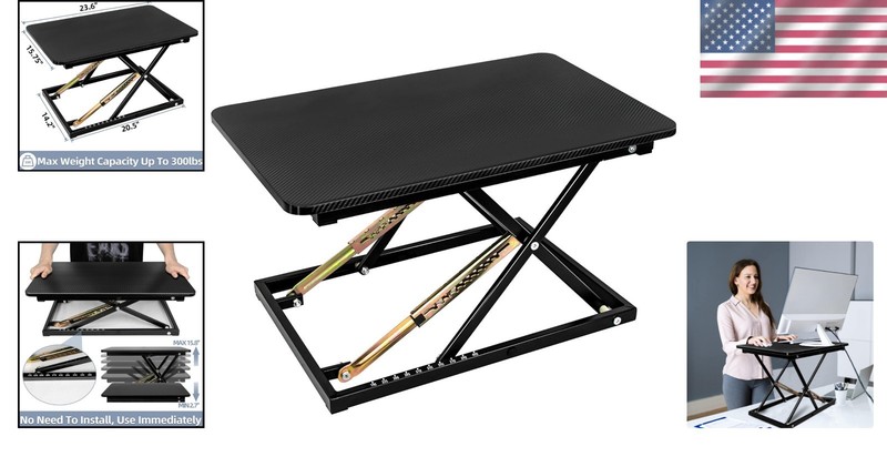 Ergonomic Black Pattern Desk Riser - Adjustable Standing Desk 23.6" x 15.7" gallery