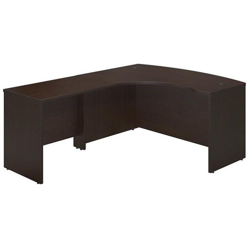 Pemberly Row 60″W x 43″D Left Bowfront Desk Shell in Mocha Cherry