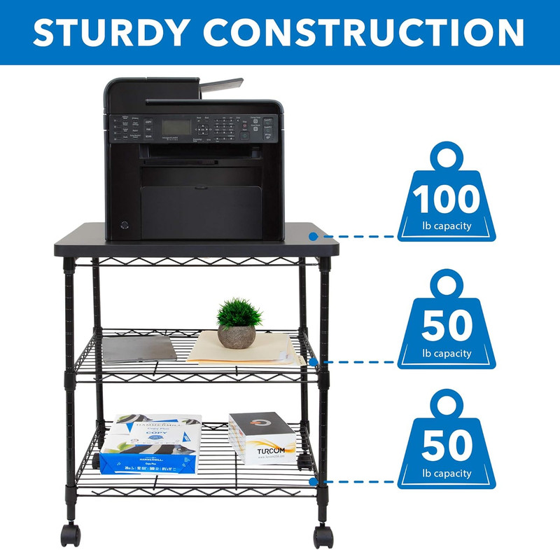 Mount-It! Printer Stand with Wheels | 3-Tier Large Printer Cart with Storage She gallery