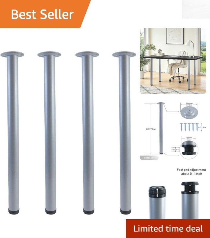 28-Inch Heavy-Duty Adjustable Metal Table Legs with Easy Installation – Set of 4