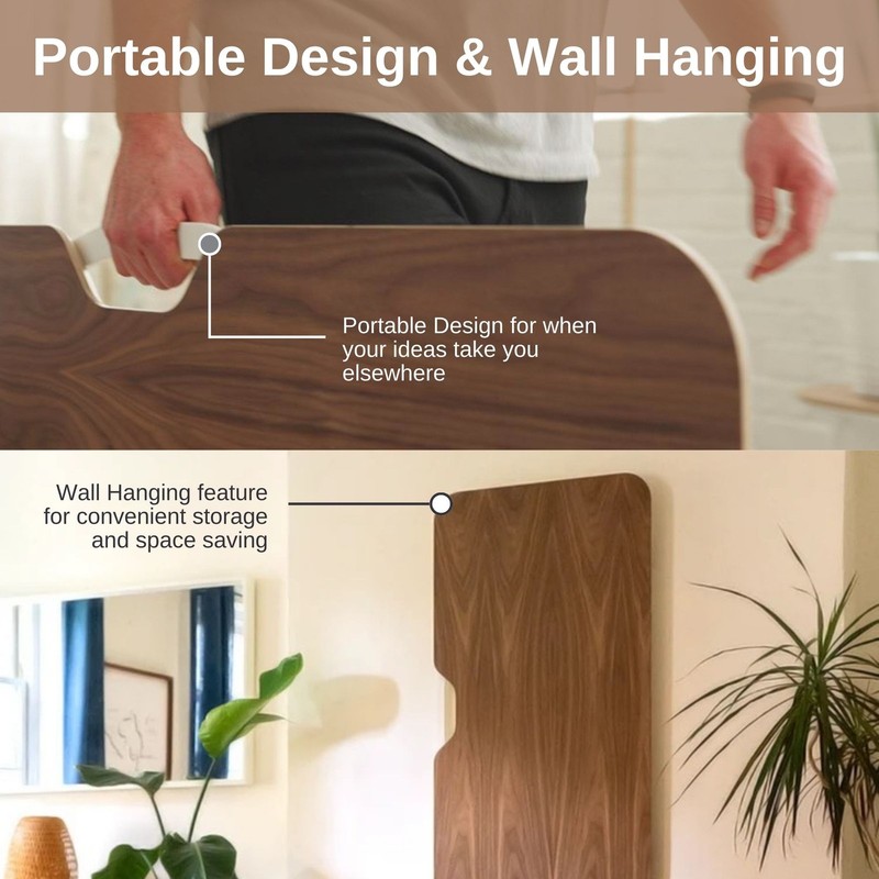 Hoek Modern Collapsible Work from Home Desk Bundle, 47.5" x 23" - Birch/White gallery