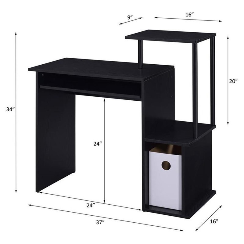 ACME Lyphre Wooden Rectangle Top Computer Desk with Keyboard Tray in Black
