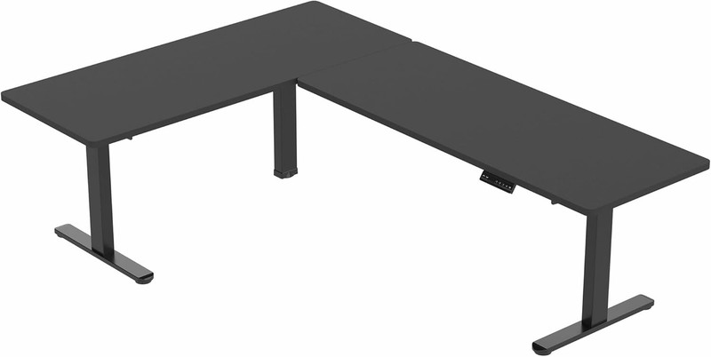 Electric Height Adjustable L-Shaped Stand Up Desk with Memory Controller gallery