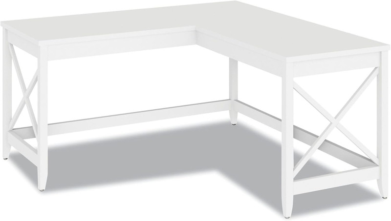 Workspace by L-Shaped Farmhouse Desk, 58.27" X 58.27" X 29.53", White