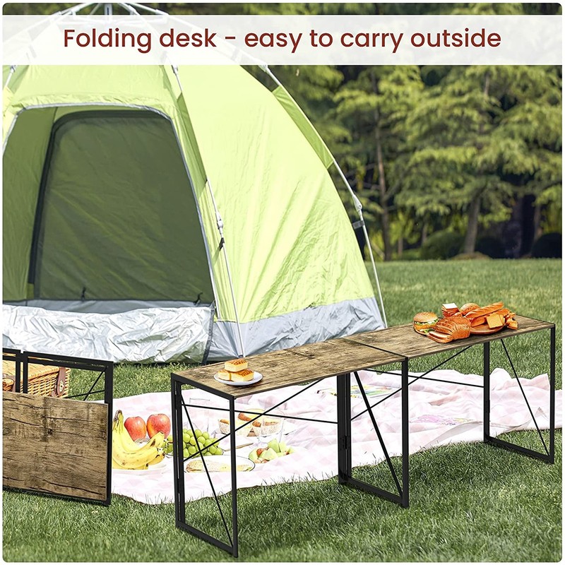 Interior Elements Modern Folding Desk For Home Office, Light Brown Oak, 39" gallery