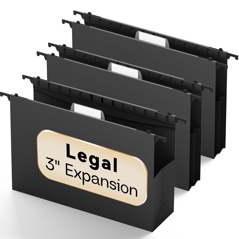 NORDUN Plastic Legal Hanging File Folders Extra Capacity 3″ Expanding Pocket Leg