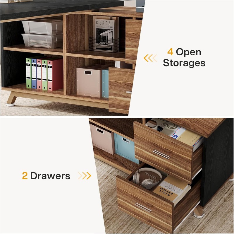 78.7-Inch L-Shaped Executive Desk Large Modern Office Computer Desk with Cabinet gallery