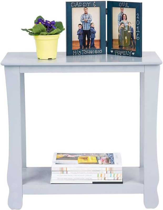 Stylish Grey Chairside Shelf - Small Console for Living Room, Bedroom, Office gallery