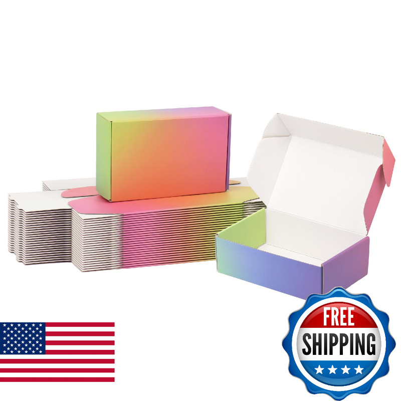 DEZIBOX 6x4x2 Shipping Boxes Small 45 Pack Rainbow Corrugated Cardboard Mailer B