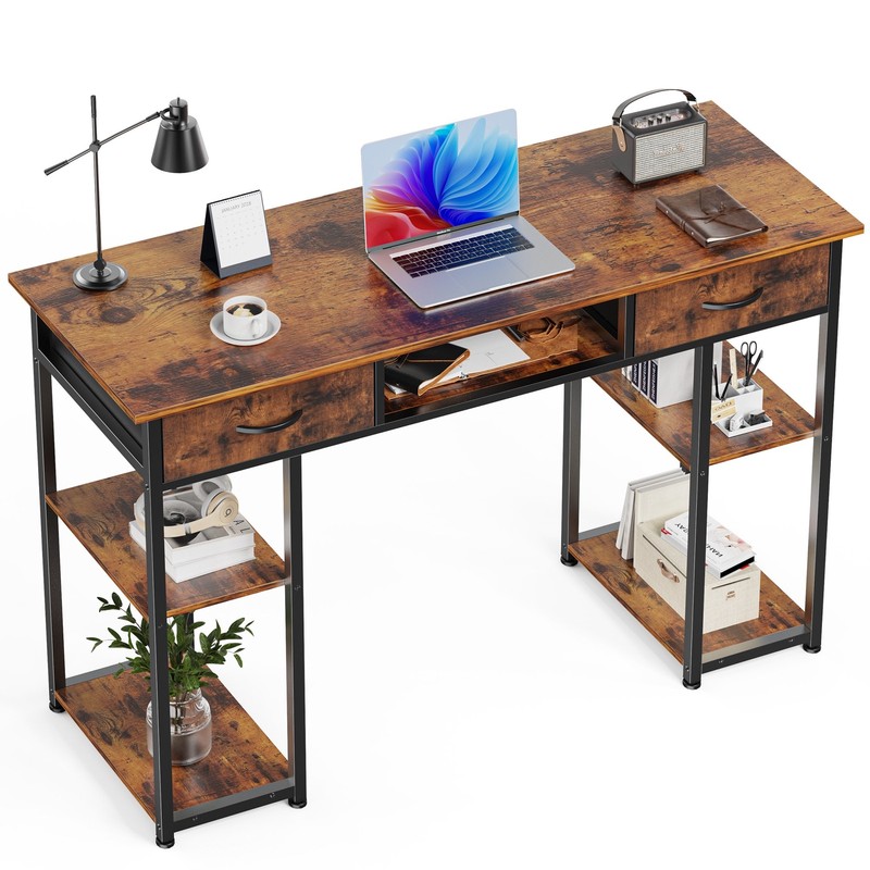 JHK 48 inch Home Office Small Computer Desk Small Table with 3 Fabric Drawers