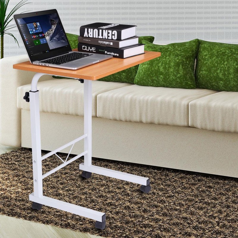 Adjustable Mobile Standing Desk Pneumatic Overbed Table Rolling Laptop Cart gallery