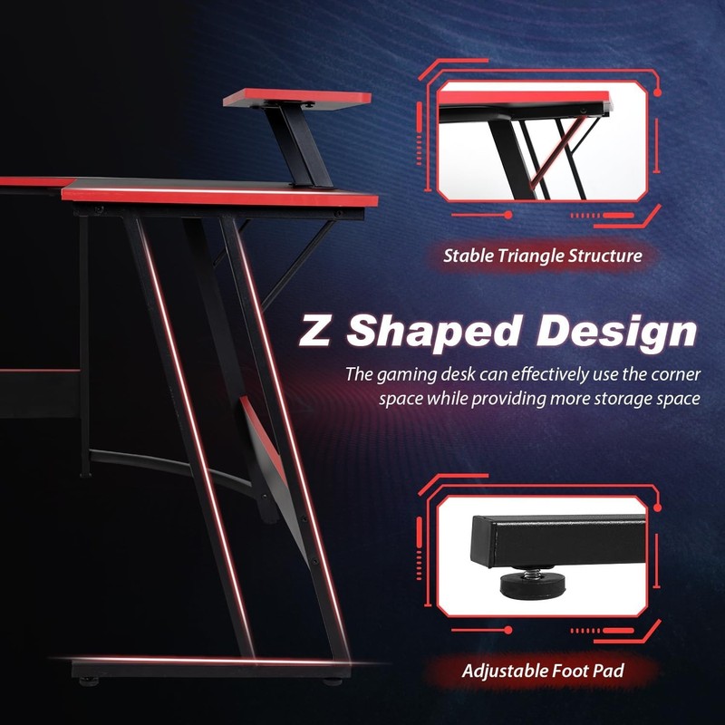 L Shaped Desk Corner Gaming Desk Computer Desk with Large Desktop Work Place gallery