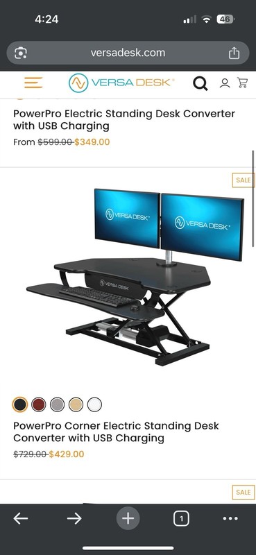 VersaDesk PowerPro Corner Standing Desk Converter Electric Height Adjustable