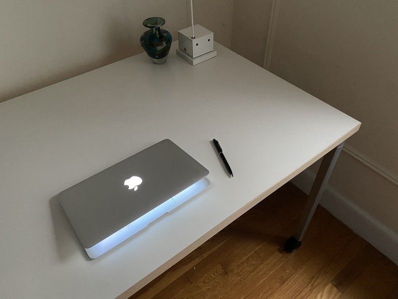 Herman Miller WHITE/BROWN Desk - 48 x 30 Modern Office Table ON WHEELS gallery