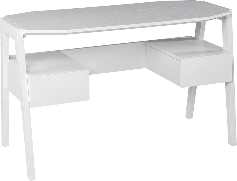 Clyden Midcentury Modern White Writing Desk with Storage Solutions gallery
