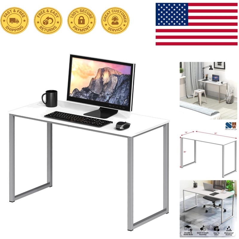 32-Inch Lightweight Home Office Desk in White – Modern Mission Style Elegance