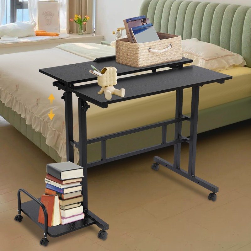 Mobile Standing Desk Foldable Computer Desk Adjustable Hight for Home Office gallery